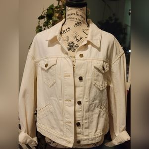 Old Navy Women's Cream Denim Jacket (L)